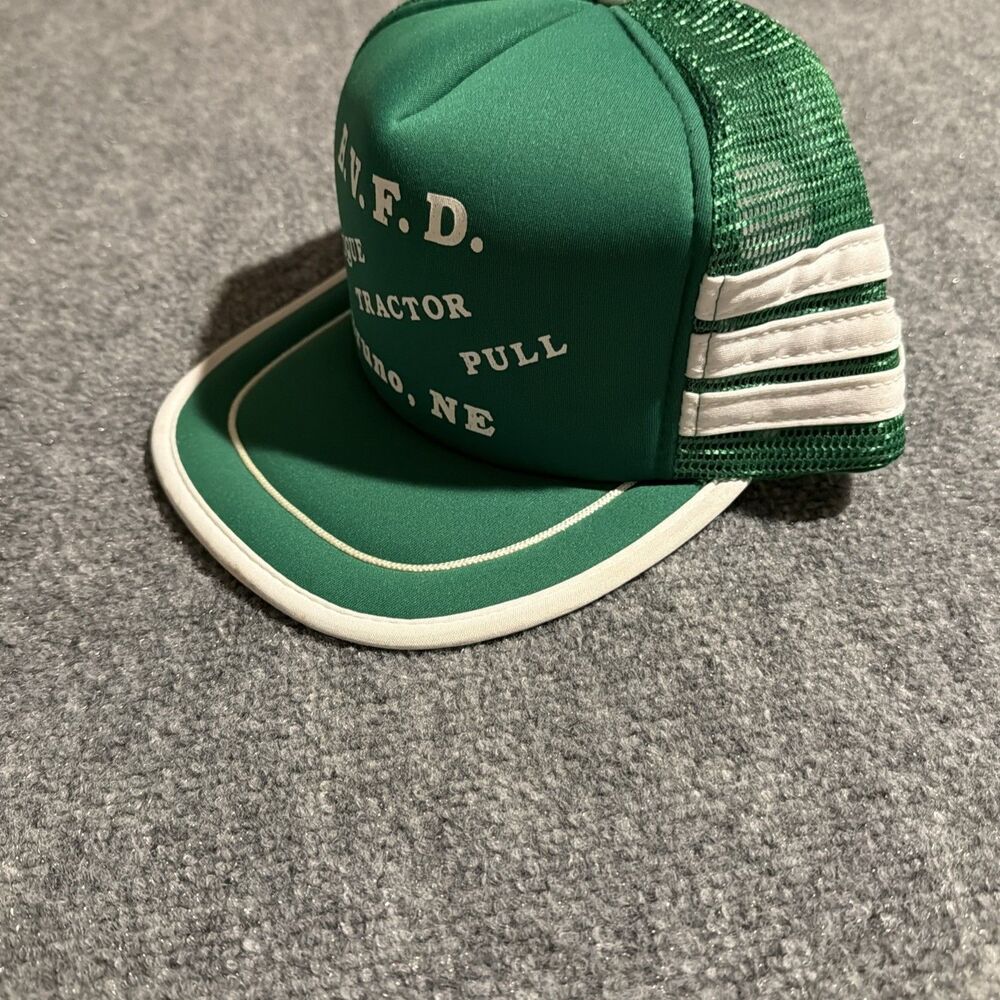 Vintage SnapBack Hat BVFD Antique Tractor Pull Bruno Nebraska Green Adjustable